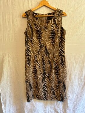 Indie Sleaze Zebra Print Vintage Sleeveless Tan Mini Dress